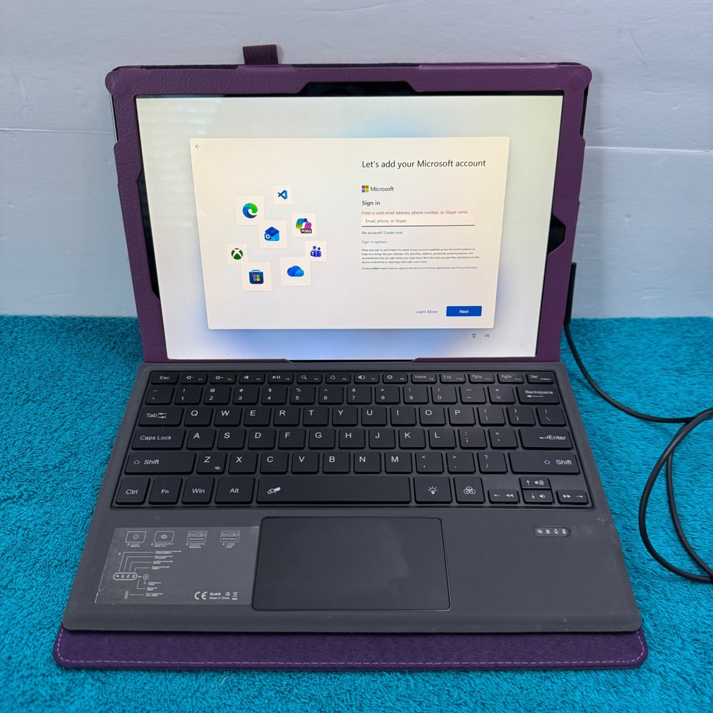Microsoft Surface Pro 5 Tablet Platinum Silver with Keyboard & Purple Folio Case